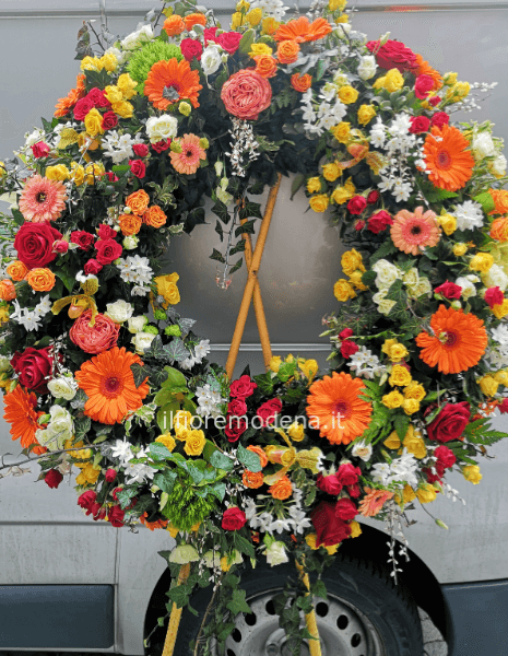 Corona funebre colorata giardino fiorito