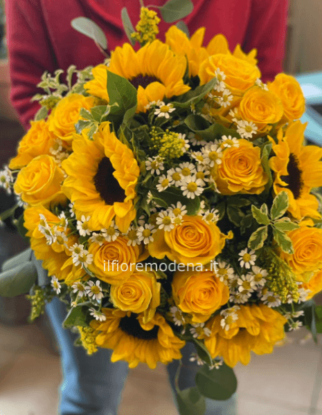 Bouquet di girasoli e rose grande